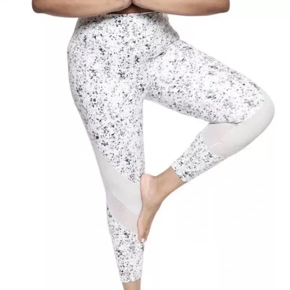 Athleta Salutation Mesh Panel High Rise Tights in White Sandstone Size XS